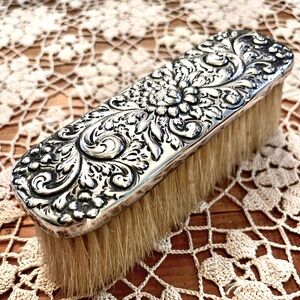 Antique Sterling Natural Bristle Clothes Brush